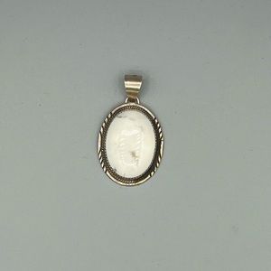 White Buffalo Turquoise Pendant in Sterling